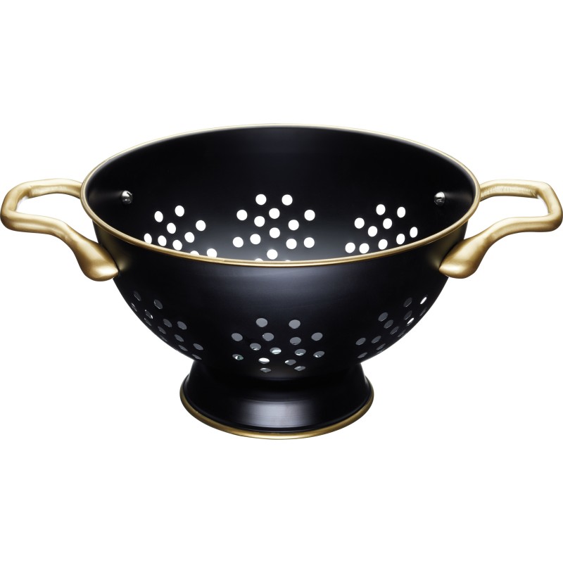 MasterClass 24cm Stainless Steel Matt Black and Brass Colander