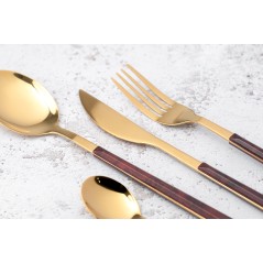 Mikasa 16-Piece Faux-Tortoise Shell / Gold-Coloured Cutlery Set