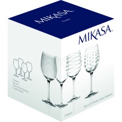 Mikasa Cheers Set Of 4 White Wine Glasses