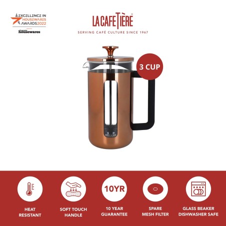 La Cafetière Copper 3 Cup Pisa Cafetiere