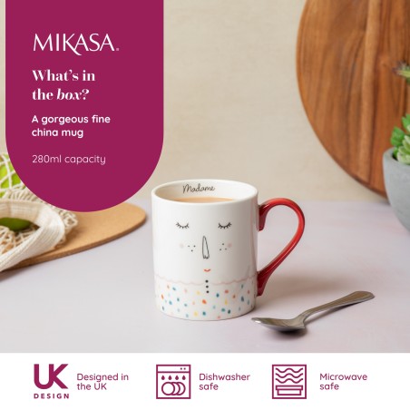 Mikasa Monsieur Straight-Sided Porcelain Mug, 280ml