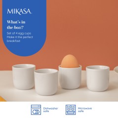 Mikasa Chalk 4pc Porcelain Egg Cup Set, 5cm, White