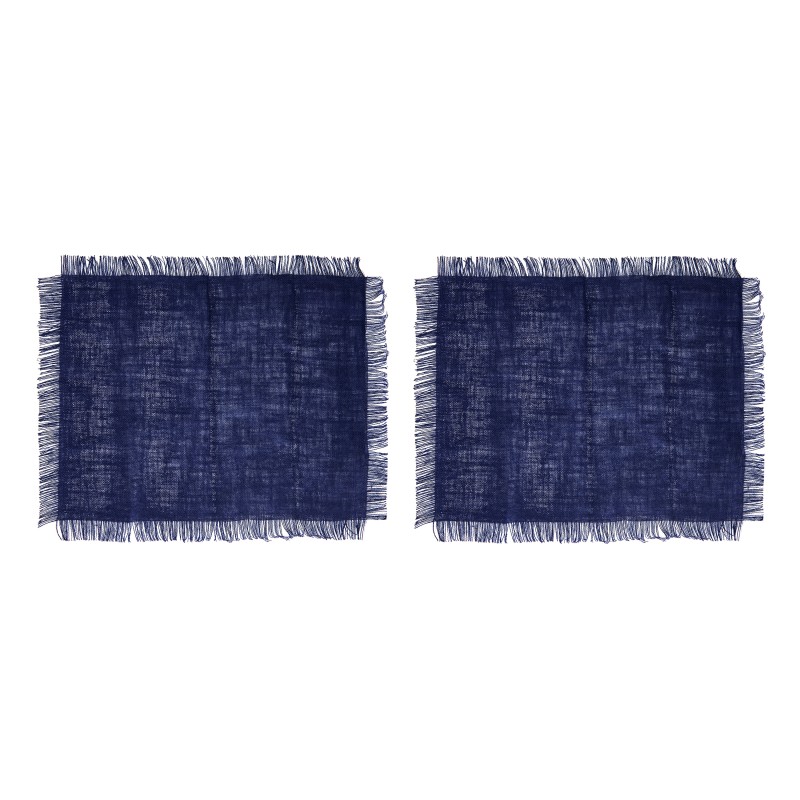 Mikasa Rectangle Jute Placemats, Set of 2, Navy