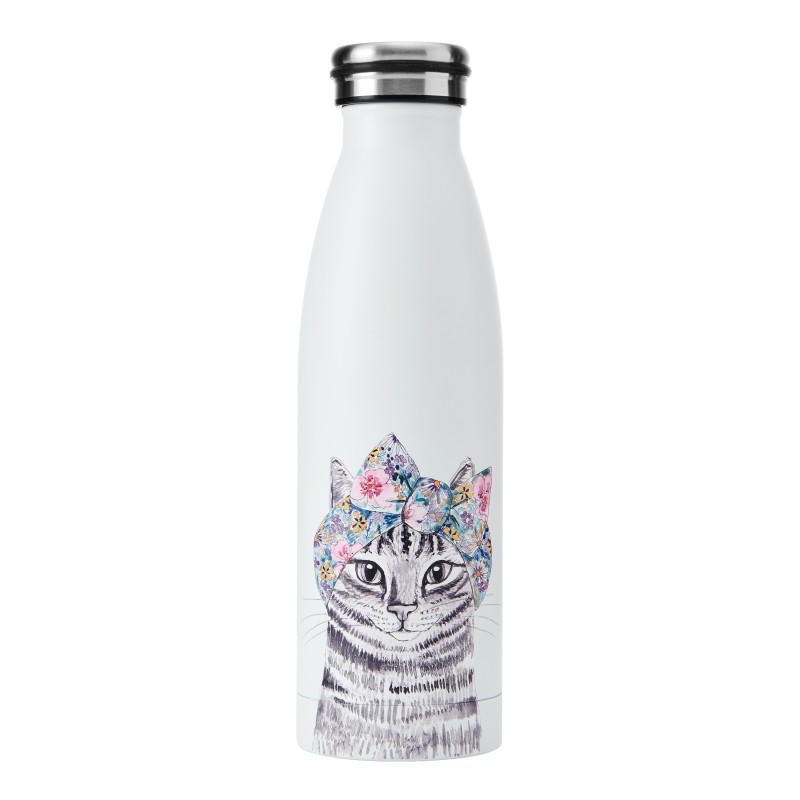 Mikasa Tipperleyhill Cat Double-Walled Stainless Steel Bottle, 500ml