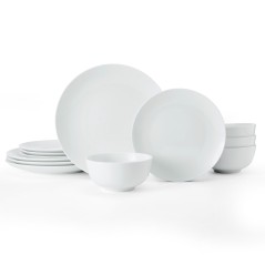 Mikasa Chalk 12-Piece Porcelain Dinner Set, White