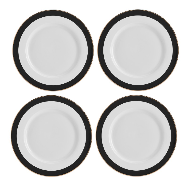 Mikasa Luxe Deco 4-Piece China Dinner Plate Set, 27.5cm