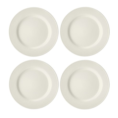 Mikasa Cranborne 4-Piece Stoneware Dinner Plate Set, 27cm, Cream