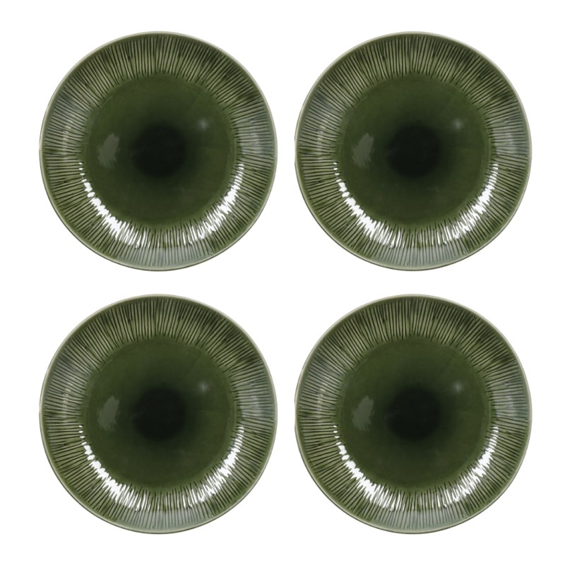 Mikasa Jardin Stoneware 4-Piece Dinner Plate Set, 27cm, Green