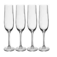 Mikasa Treviso 4-Piece Crystal Flute Glass Set, 190ml