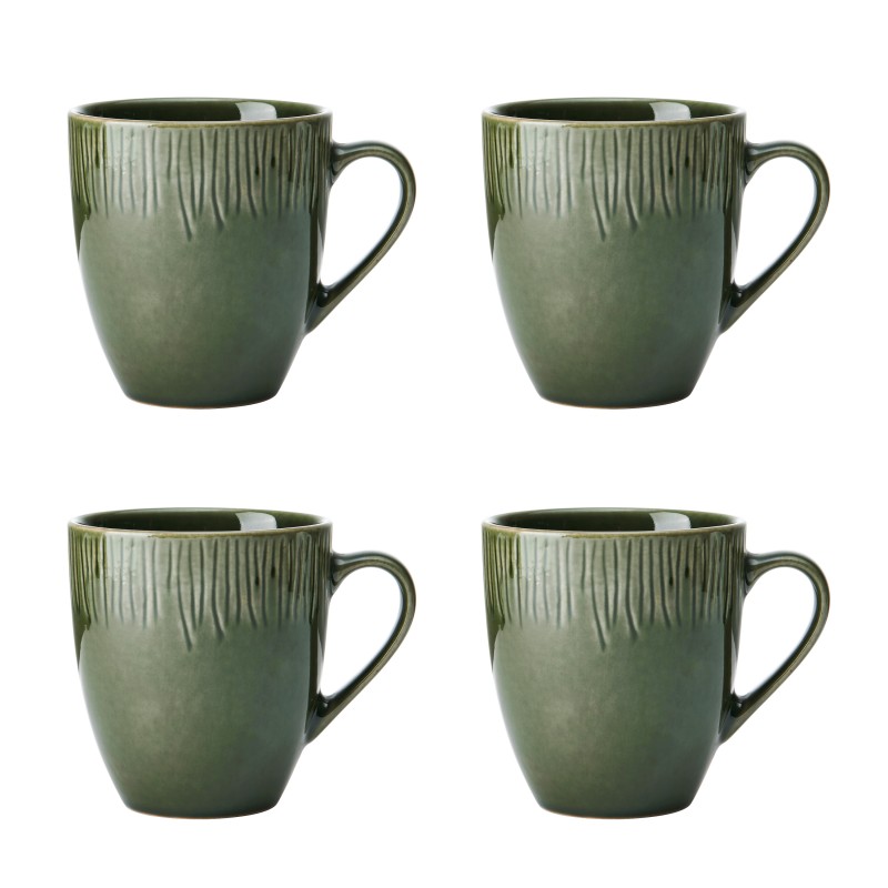 Mikasa Jardin 4-Piece Stoneware Mug Set, 420ml, Green