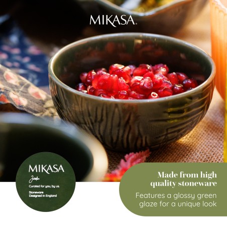 Mikasa Jardin 4-Piece Stoneware Dip Bowl Set, 10cm, Green