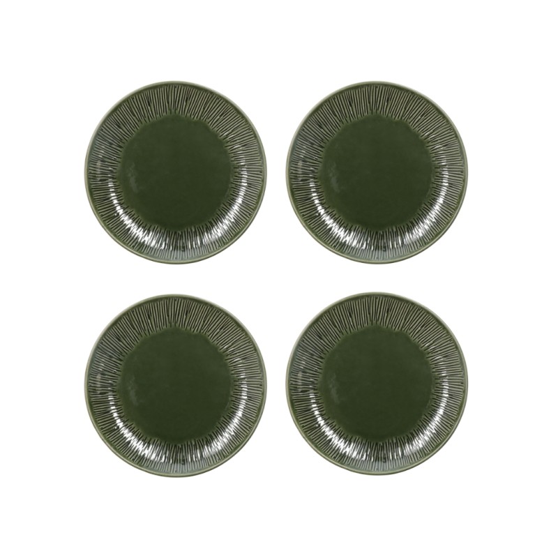 Mikasa Jardin Stoneware 4-Piece Side Plate Set, 21.5cm, Green