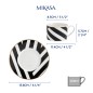 Mikasa Luxe Deco China Tea Cups and Saucers with Geometric Stripe, Set of 2, 200ml