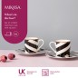 Mikasa Luxe Deco China Espresso Cups and Saucers with Geometric Stripe, Set of 2, 100ml