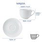 Mikasa Chalk Set of 2 Porcelain Tea Cups and Saucers, 220ml, White