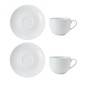 Mikasa Chalk Set of 2 Porcelain Tea Cups and Saucers, 220ml, White