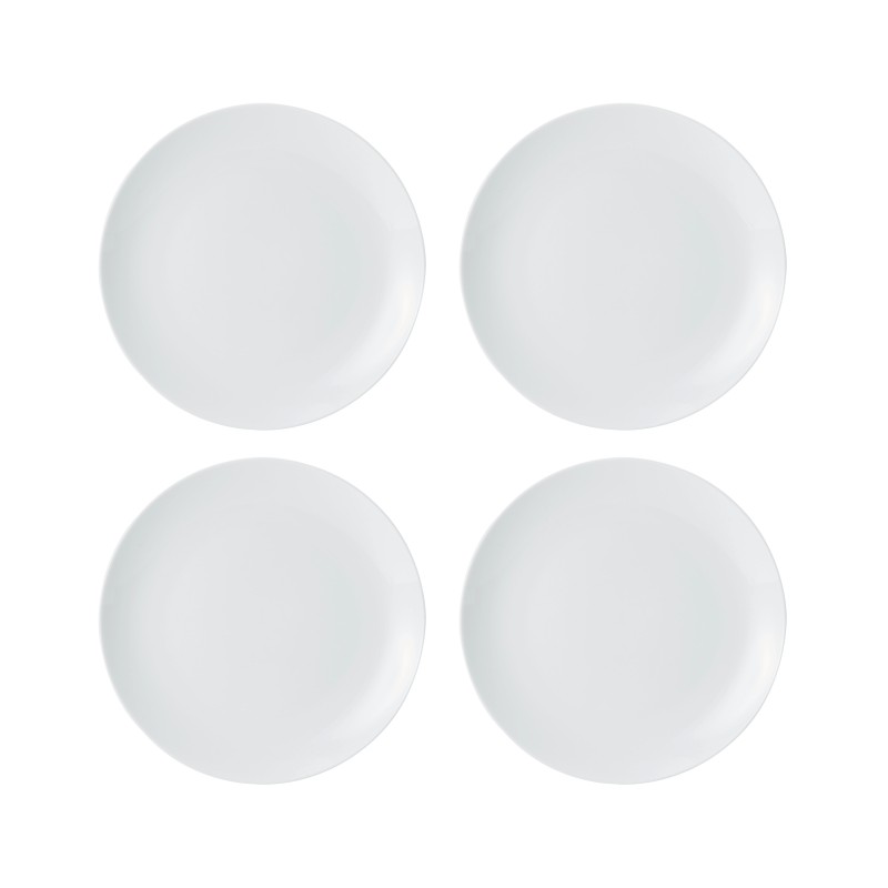 Mikasa Chalk 4-Piece Porcelain Side Plate Set, 21cm, White