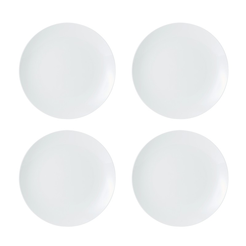 Mikasa Chalk 4-Piece Porcelain Dinner Plate Set, 27cm, White