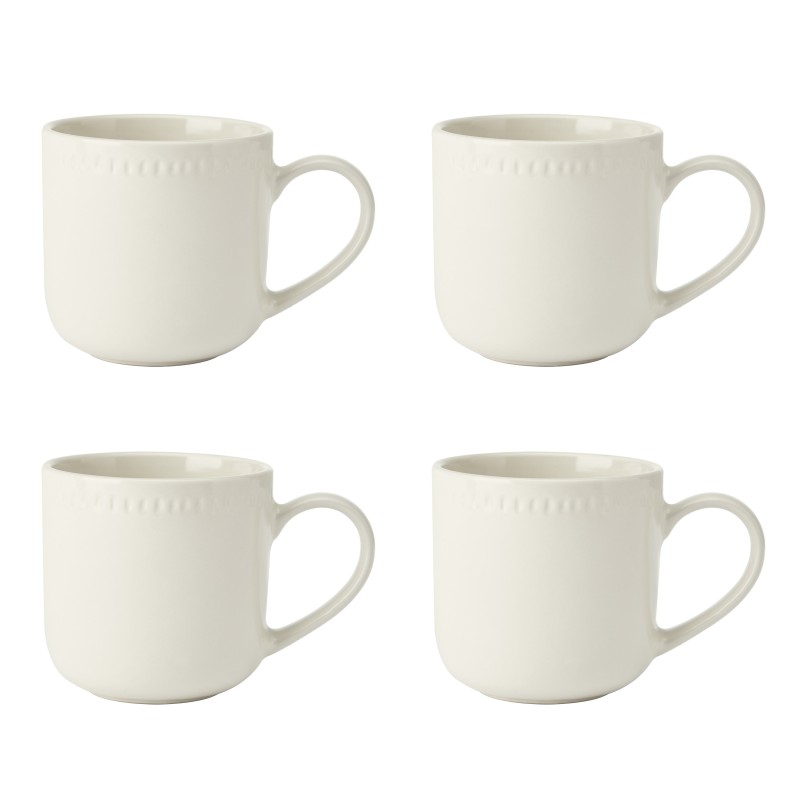 Mikasa Cranborne 4-Piece Stoneware Mug Set, 320ml, Cream