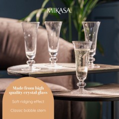 Mikasa Salerno 4-Piece Crystal Champagne Glass Set, 170ml