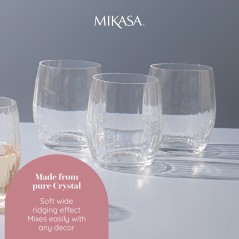 Mikasa Treviso 4-Piece Crystal Stemless Wine Glass Set, 350ml