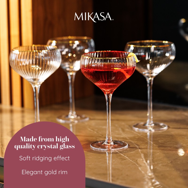 Mikasa Sorrento 4 Piece Crystal Coupe Glass Set 350ml