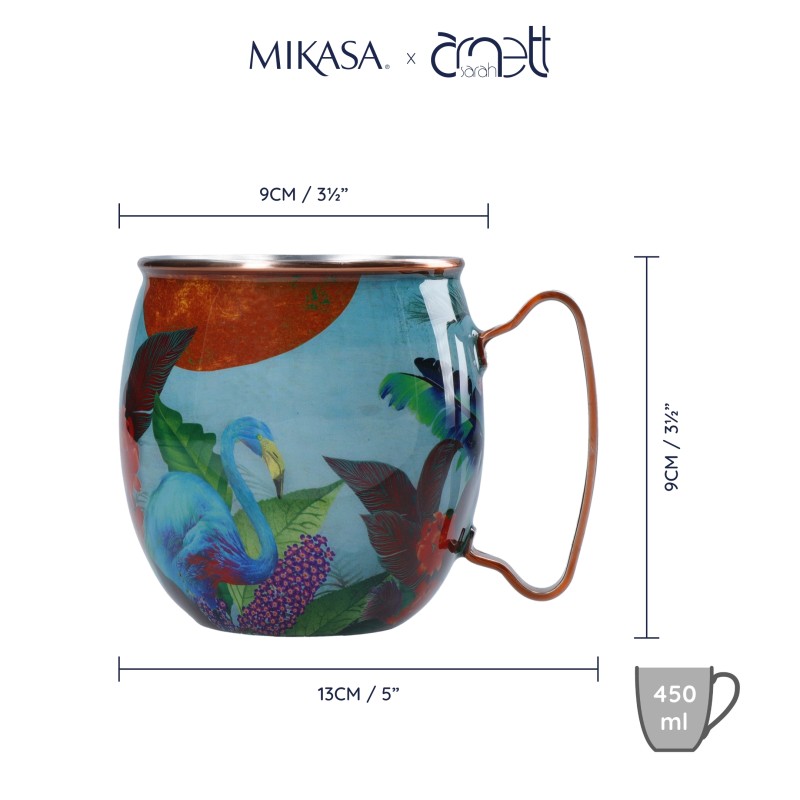 Mikasa x Sarah Arnett Stainless Steel Moscow Mule Mug, 450ml, Flamingo