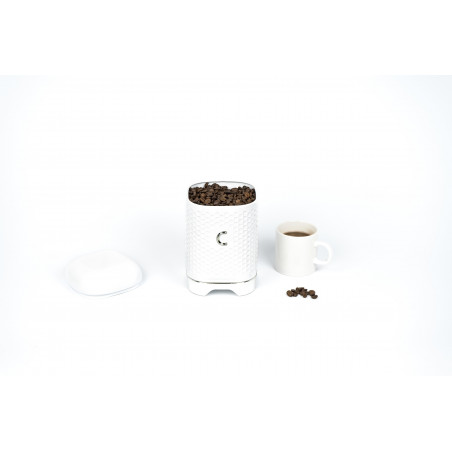 Lovello Textured Coffee Tin Canister - Ice White