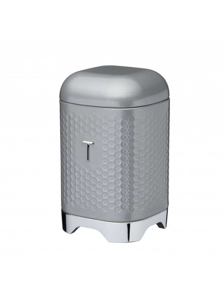 Lovello Textured Tea Tin Canister - Shadow Grey