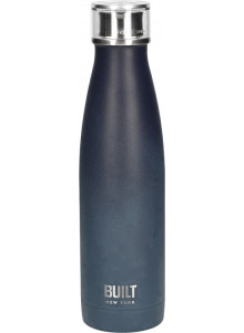 Built 500ml Double Walled Stainless Steel Water Bottle Black and Blue Ombre