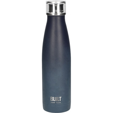 Built 500ml Double Walled Stainless Steel Water Bottle Black and Blue Ombre