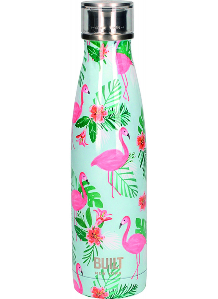 Built 500ml Double Walled Stainless Steel Water Bottle Flamingo