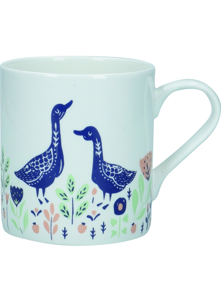 KitchenCraft Fine Bone China Woodcut Goose 330ml Can Mug