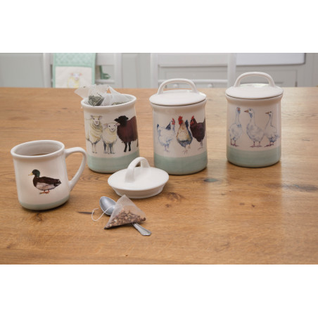 Apple Farm Sheep Coffee Canister Stoneware