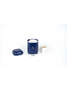 Lovello Textured Sugar Tin Canister - Midnight Navy