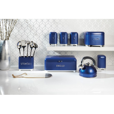 Lovello Textured Storage Tin Canister - Midnight Navy