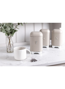 Lovello Latte Cream Textured Tea Caddy