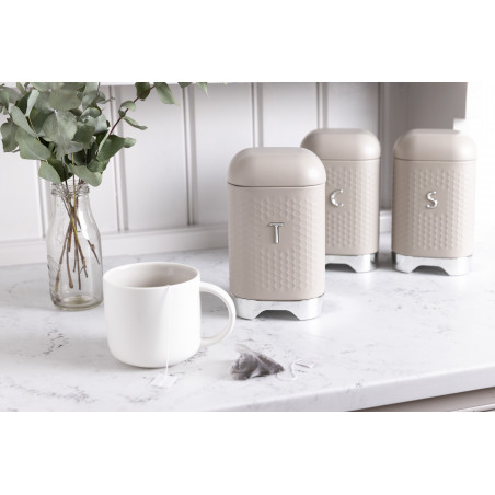 Lovello Latte Cream Textured Tea Caddy