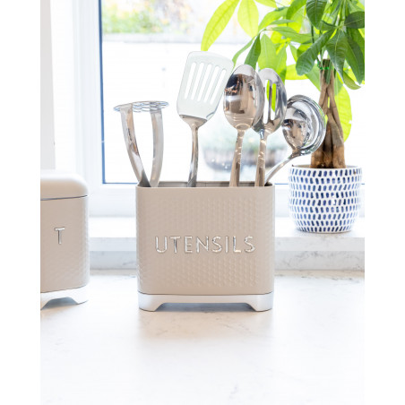 Lovello Latte Cream Textured Utensil Holder