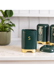 Lovello Hunter Green Textured Sugar Canister