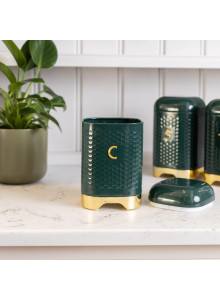 Lovello Hunter Green Textured Coffee Canister