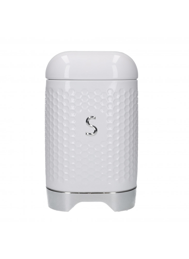 Lovello Textured Sugar Tin Canister - Ice White