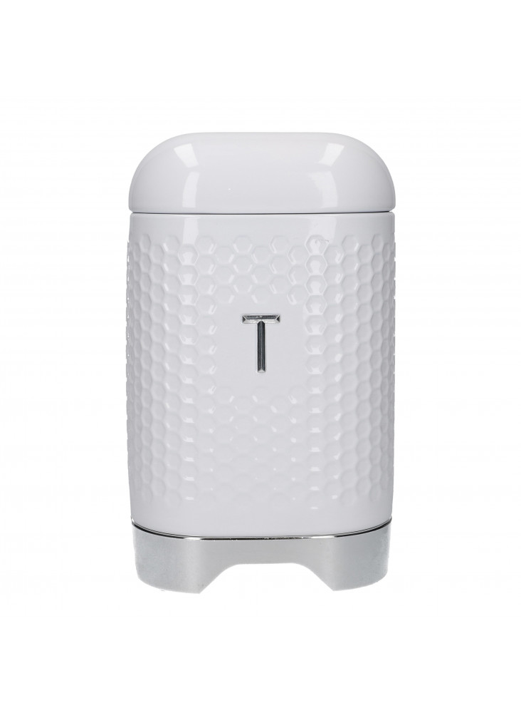 Lovello Textured Tea Tin Canister - Ice White