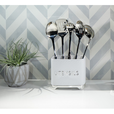 Lovello Textured Utensil Holder - Ice White