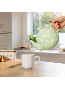 London Pottery Farmhouse 4-Cup Teapot Peppermint With White Spots