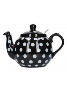 London Pottery Farmhouse 4 Cup Teapot Black With White Spots