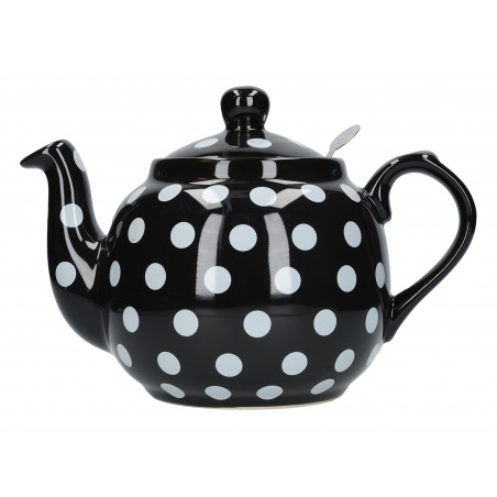 London Pottery Farmhouse 4 Cup Teapot Black With White Spots