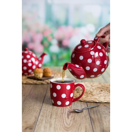 London Pottery Farmhouse 4 Cup Teapot Red With White Spots